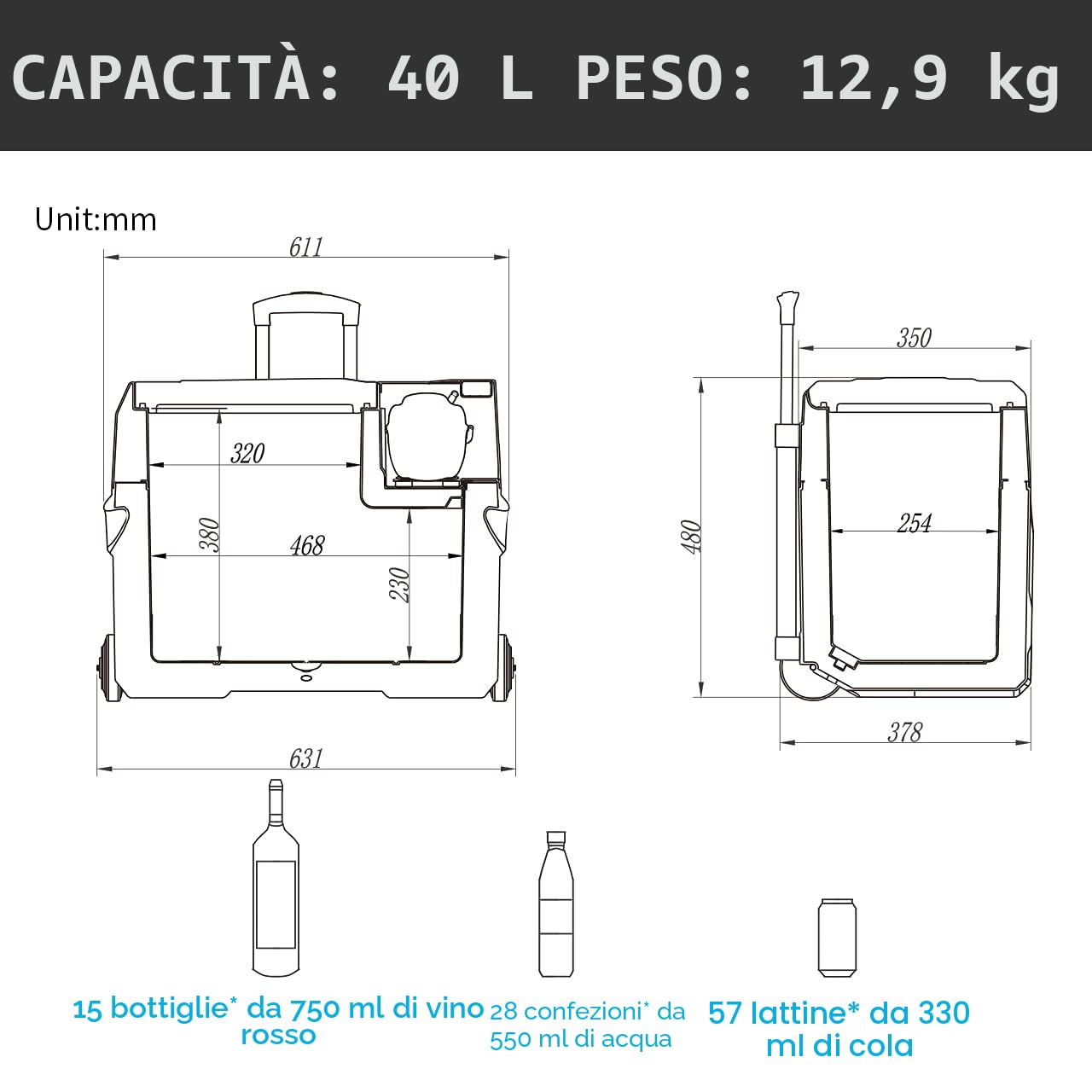 Alpicool CX40 40 Litri Frigoriferi Portatile Elettrico Frigorifero per Auto Congelatore 12V 24V DC/AC Mini Frigo per Viaggio, Picnic, Campeggio Uso Esterno