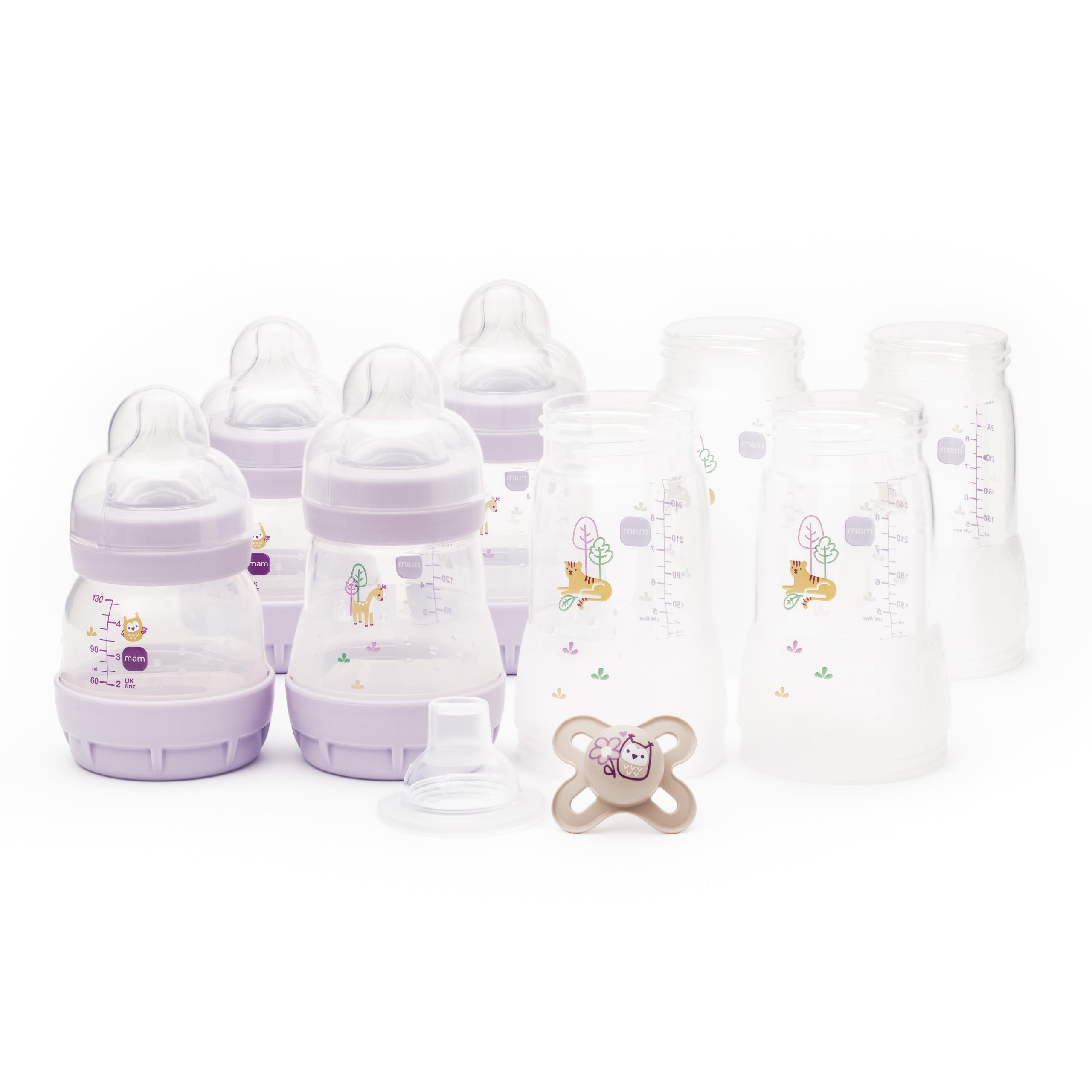 MAM Easy Start zestaw startowy do samodzielnego sterylizacji, antykolkowy, zestaw butelek dla noworodków i smoczek, niezbędne dla noworodków, różowy (wzory mogą się różnić)