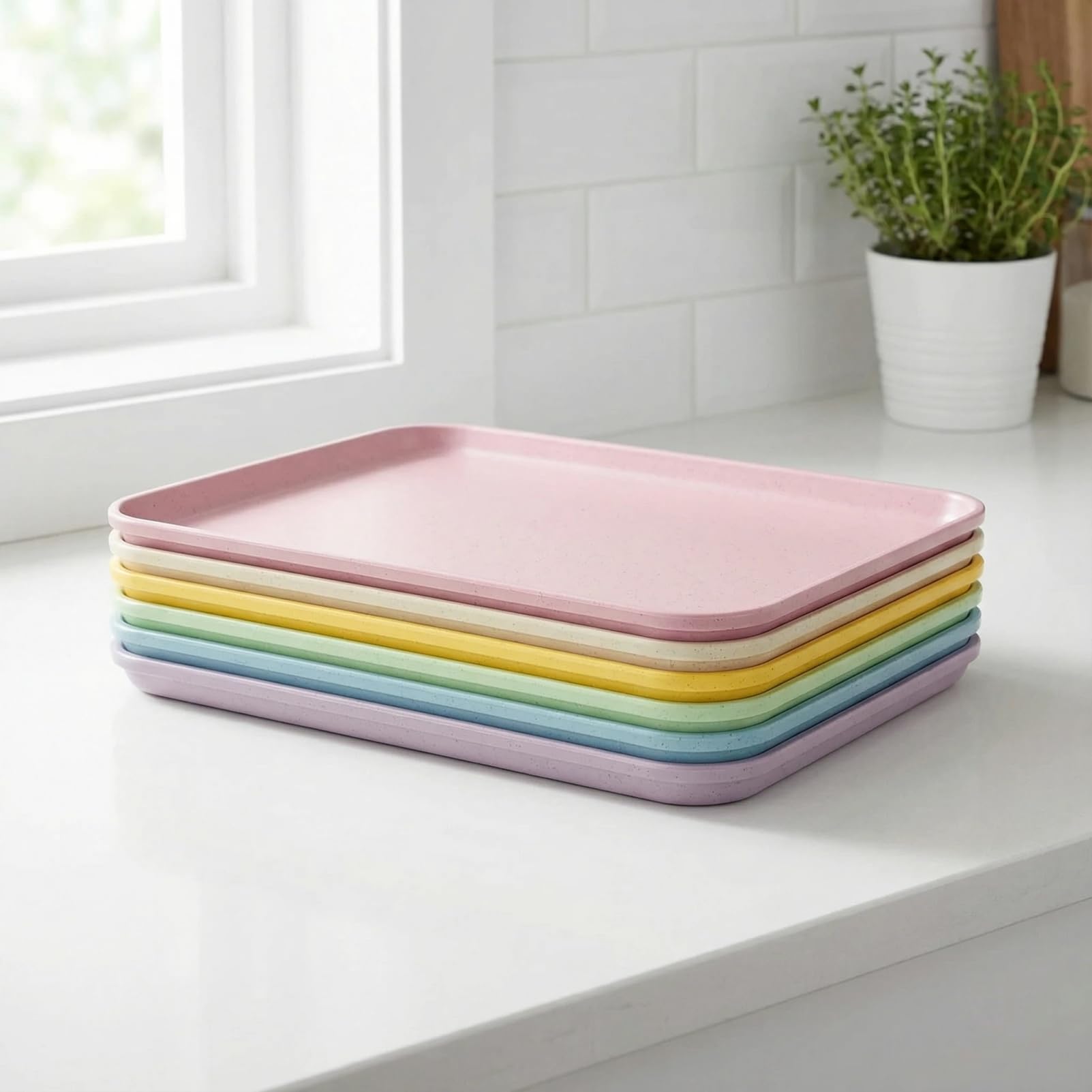 6Pcs Plastic Trays, Serving Platters & Food Holders, Ideal for Daily Meals, Snacks & Party Gatherings
