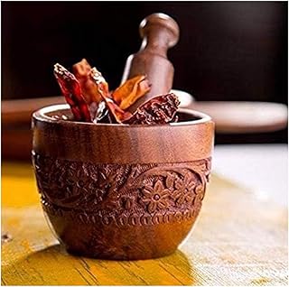 Wooden Mortar and Pestle Set - Handcrafted Carving Mortar and Pestle for Grinding Spices, Herbs, and More - Durable and Elegant Kitchen Tool for Culinary Enthusiasts