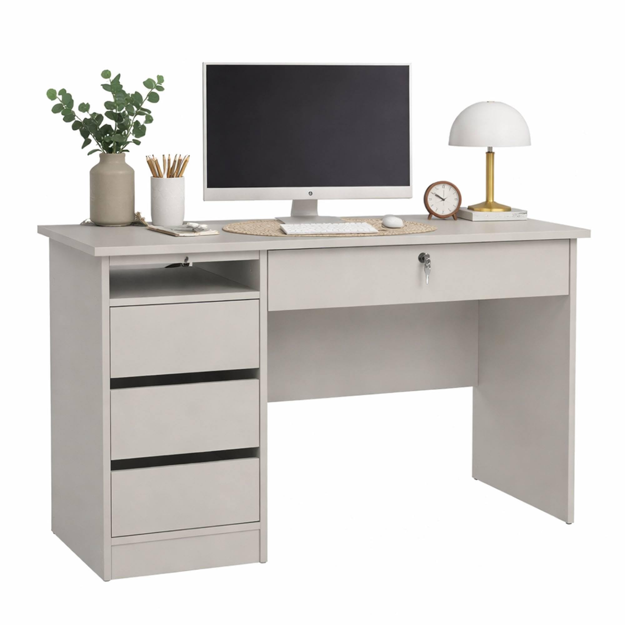 WELL HOME MOBILIARIO & DECORACIÓN Mesa Escritorio, Mesa de Estudio Tormes Cashmere con 4 Cajones en Color Cashmere 110 x 49 x 76 cm