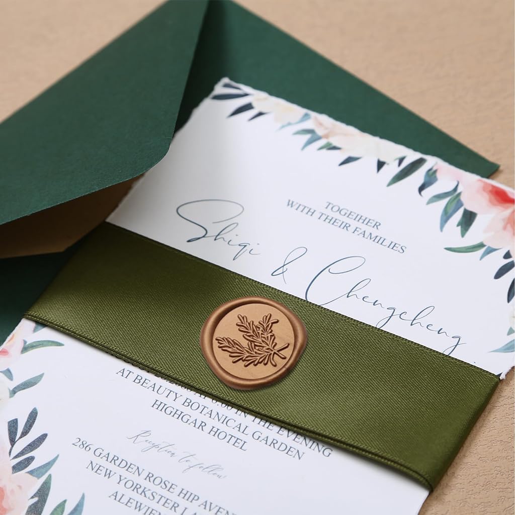 HASTHIP® 30PCS Golden Wax Seal Stickers Wedding Invitation Envelope Self-Adhesive Embossing Seals for Christmas Gift Wrapping Party Envelopes 2