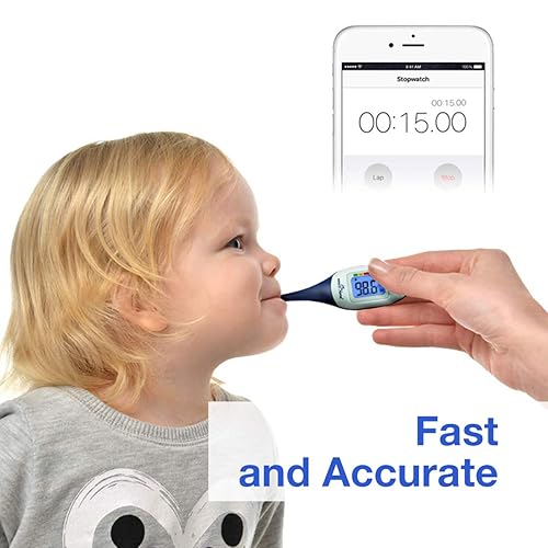 Miniatura 6 de EasyHome Termómetro oral digital médico para fiebre del bebé, medición de temperatura corporal de axilas rectal o axilar con pantalla LCD
