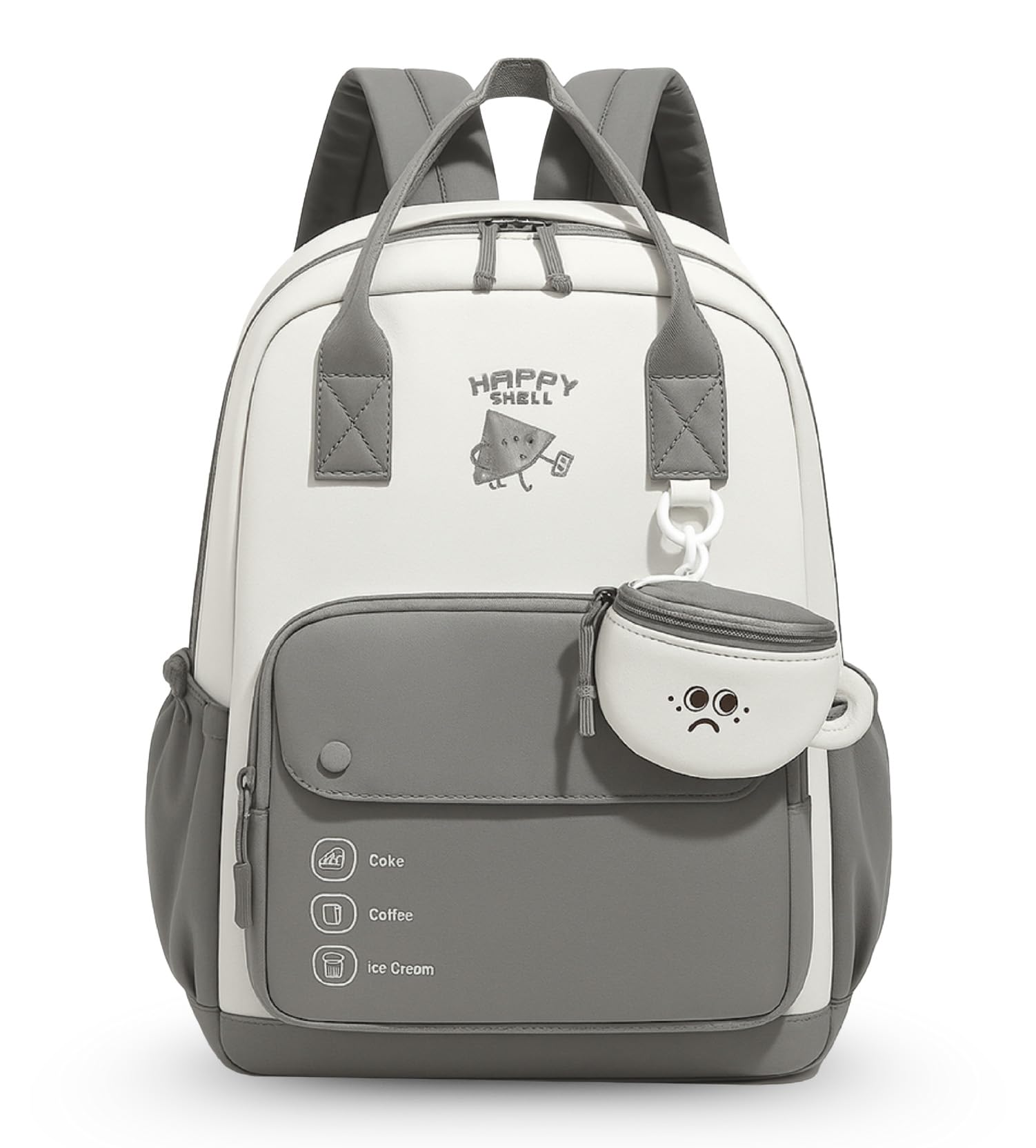 Stylish School Backpack for Boys & Girls – Grey & White Large Capacity 15.8 Inch Laptop Bookbag with Detachable Mini Pouch, Lightweight Travel & College Bag-image-47
