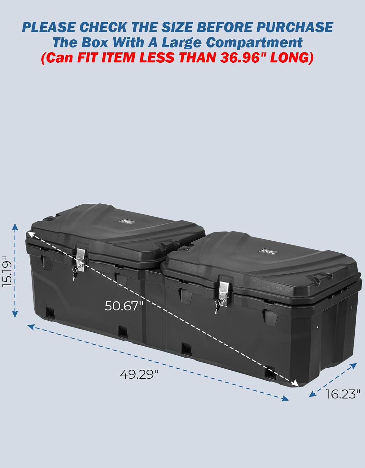 JOYTUTUS Lockable 160 Quart Truck Bed Tool Box, Waterproof Storage Box Truck Bed Cargo Case, Full & Mid Size Pickup Tool Box Toolbox Storage System