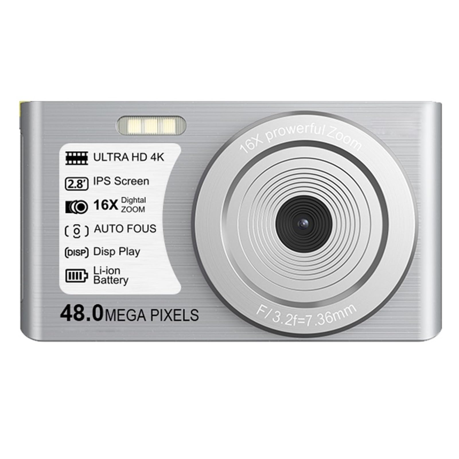 Mini Videocamere Digitali 4K Con Messa A Fuoco Automatica For La Fotografia Videocamera Vlog Compatta Registratore Fotografico Portatile Da 48 MP Casa Telecamera HD ( Size : 64G SD Card , Color : 3 )