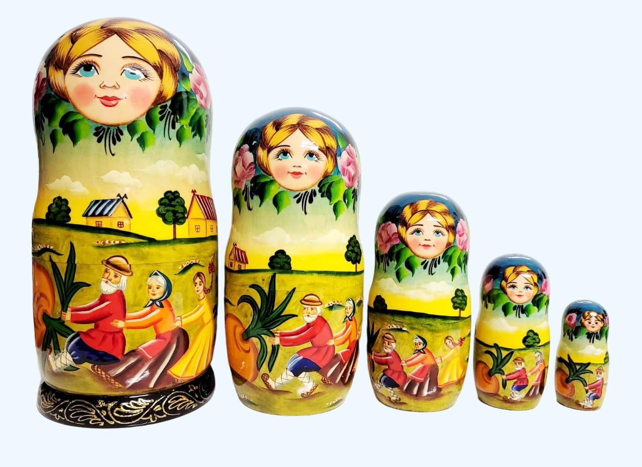 GenericoMatryoshka Doll in Wood 5 pcs (18.5 cm) MātřёSHKA Repka 5 kukol 18.50 sм хudоžественай рospiсь