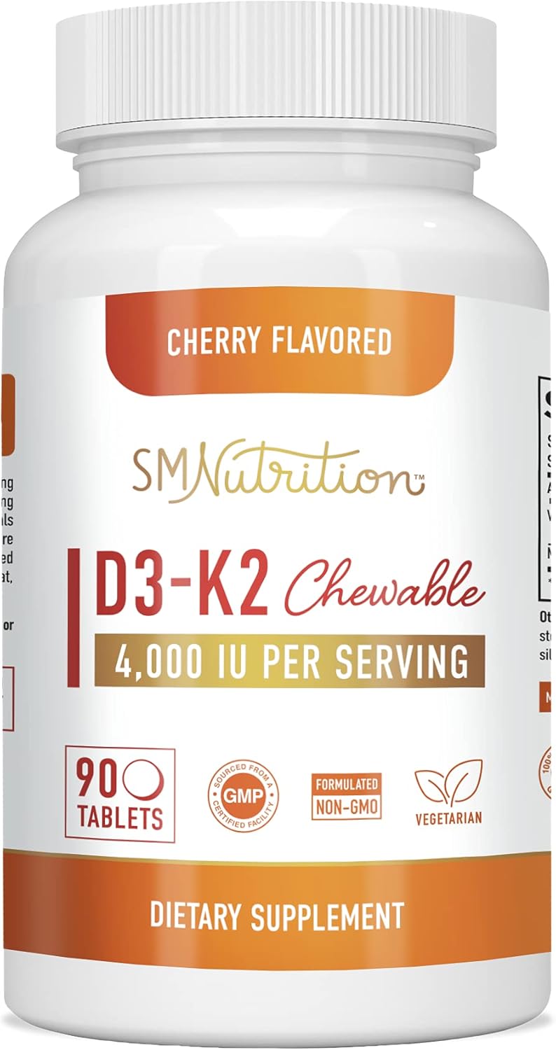 Vitamin D3 K2 Chewable 90 Tablets, 45 Servings 4,000IU
