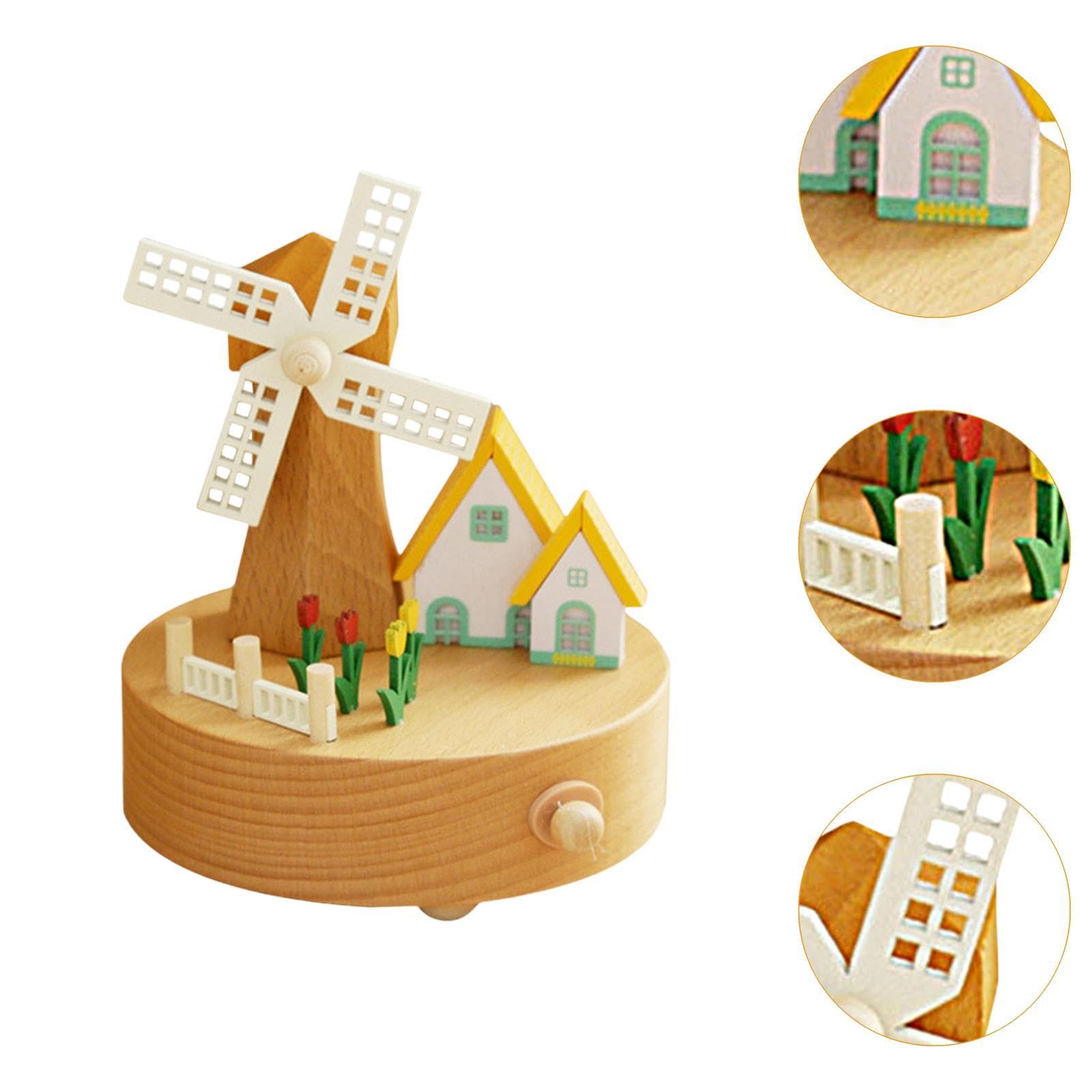 Generic Carillon in Legno, Accessorio per La Casa, Statuetta Da Collezione, Ornamento Da Tavolo, Papà, Nipote, Marrone Chiaro