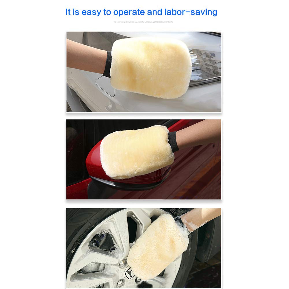 Guanto In Lana D'Agnello Per Lavaggio Auto - Super Assorbente, 28x16 Cm, Sicuro Per Vernice - Foto 6