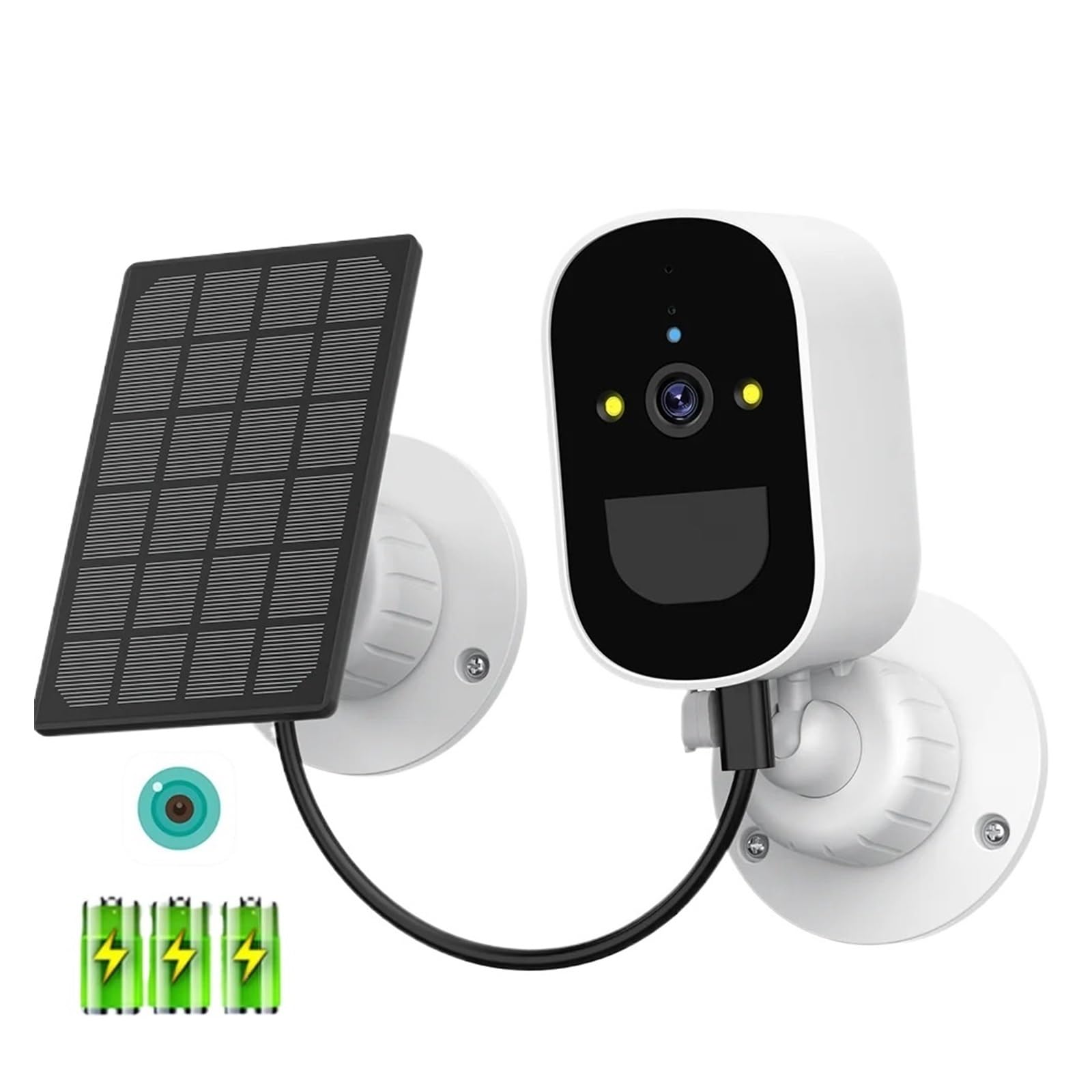 Telecamera di sicurezza, Telecamera IP Pannello solare Alimentato a batteria Sicurezza esterna wireless 1080P HD CCTV Video sorveglianza PIR Rilevamento umano(Camera Add 32G)