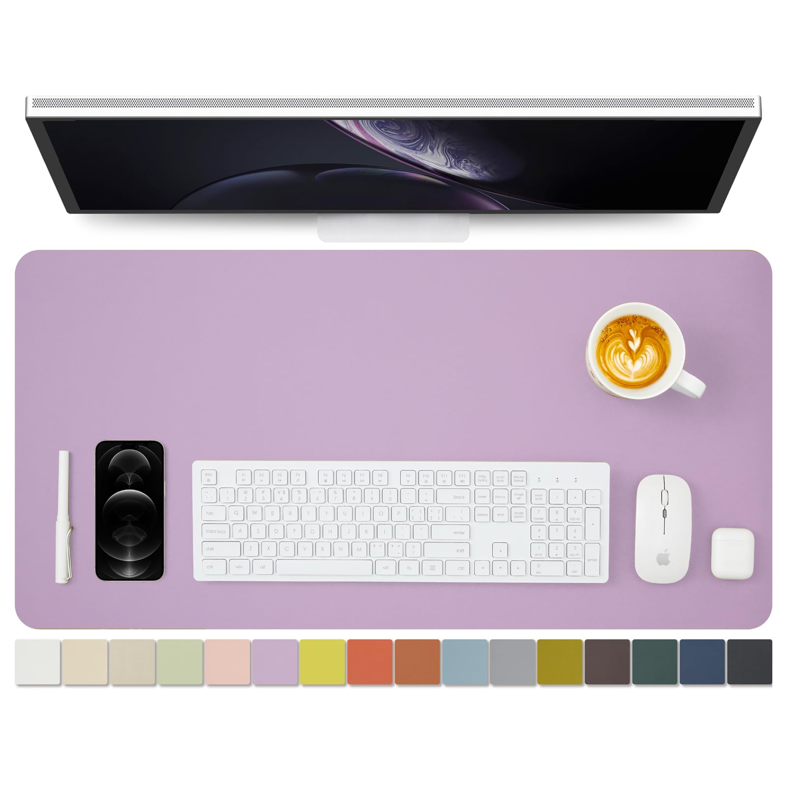 Leather Desk Mat - Non-Slip PU Desk Pad for Office and Home - Ideal for Large Mouse Pad and Desk Mats on Top of Desks (Purple,80cmx 40cm)