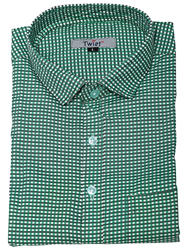 Image of Twist99 Men's Cotton Linen Half Sleeve Plus Size Shirt(Green)