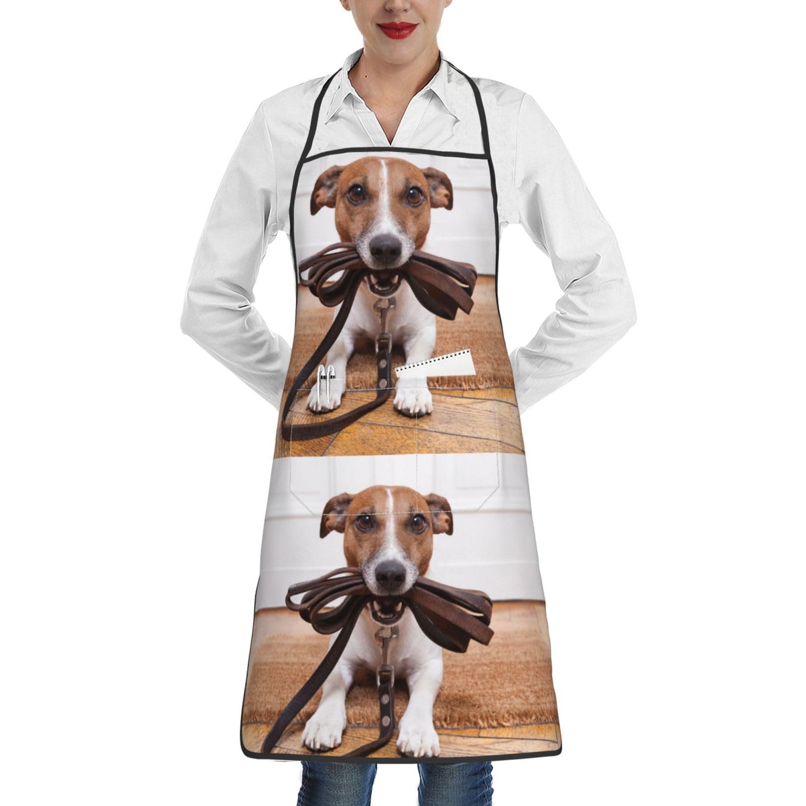 YsoLda Kitchen Aprons,Cooking Apron With Pockets,Waterproof Chef Apron Adjustable Bib Aprons,Dogs Jack Russell Terrier Animals