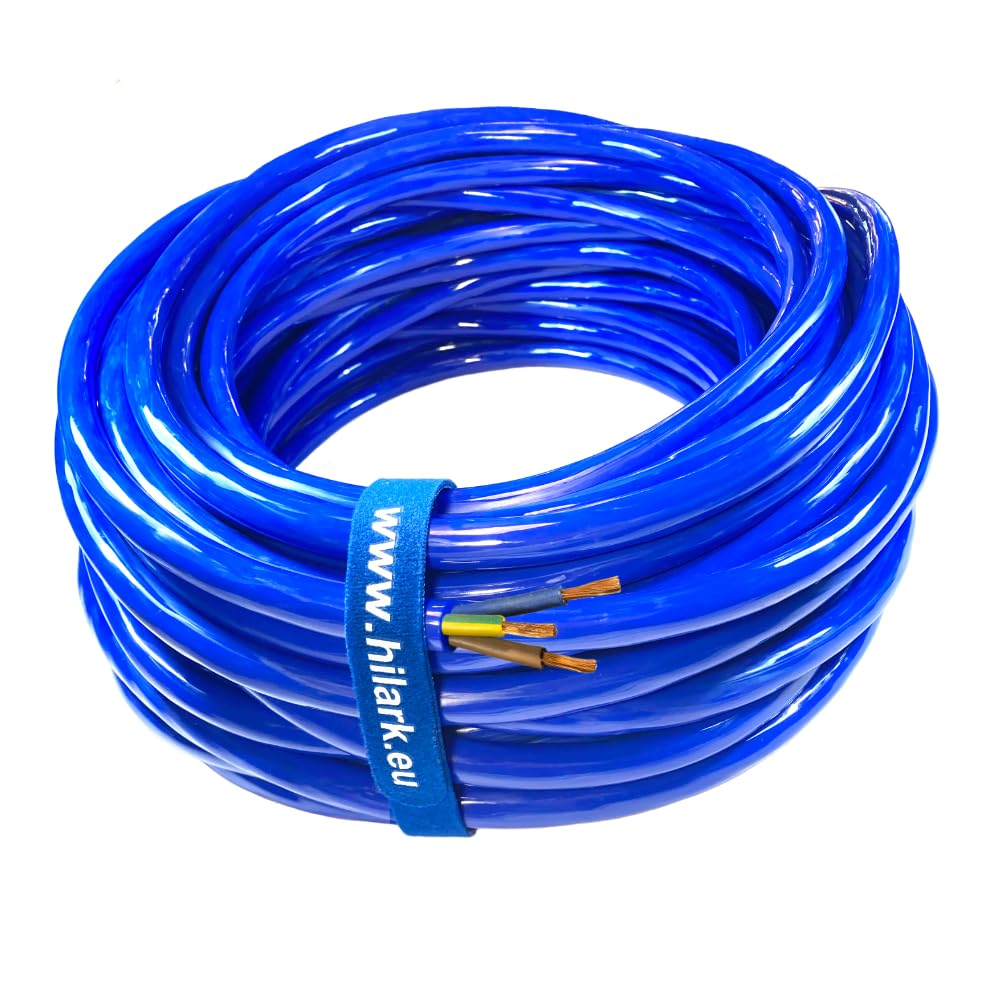 Hilark Cable Tech Câble H07BQ-F 3x2,5 mm2 (3g2,5mm2) Toron (10m, Bleu)