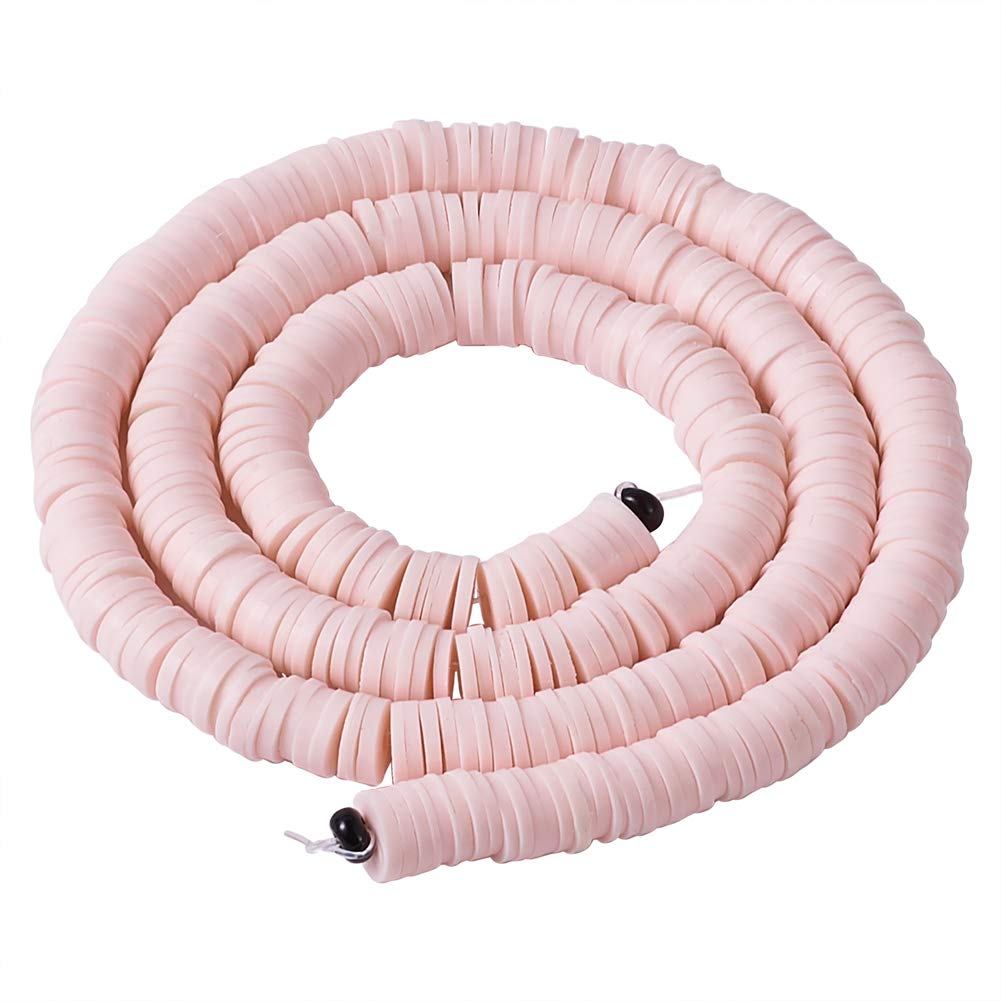 Boutigem 380Pcs Flat Round Polymer Clay Beads 8mm Handmade Heishi Jewelry Making Beads for Bracelet Necklace Making, Pink