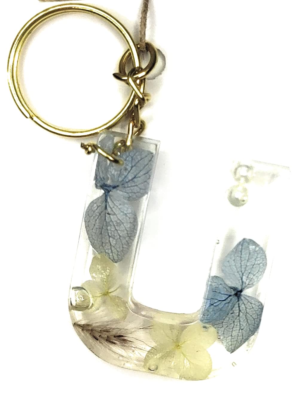 SR SABRANG Resin Alphabet Keychain | Creative Letter keychain | Hydrangea Flowers Elegant Keyring for Purse, Handbag, Car, Bike and Home keys