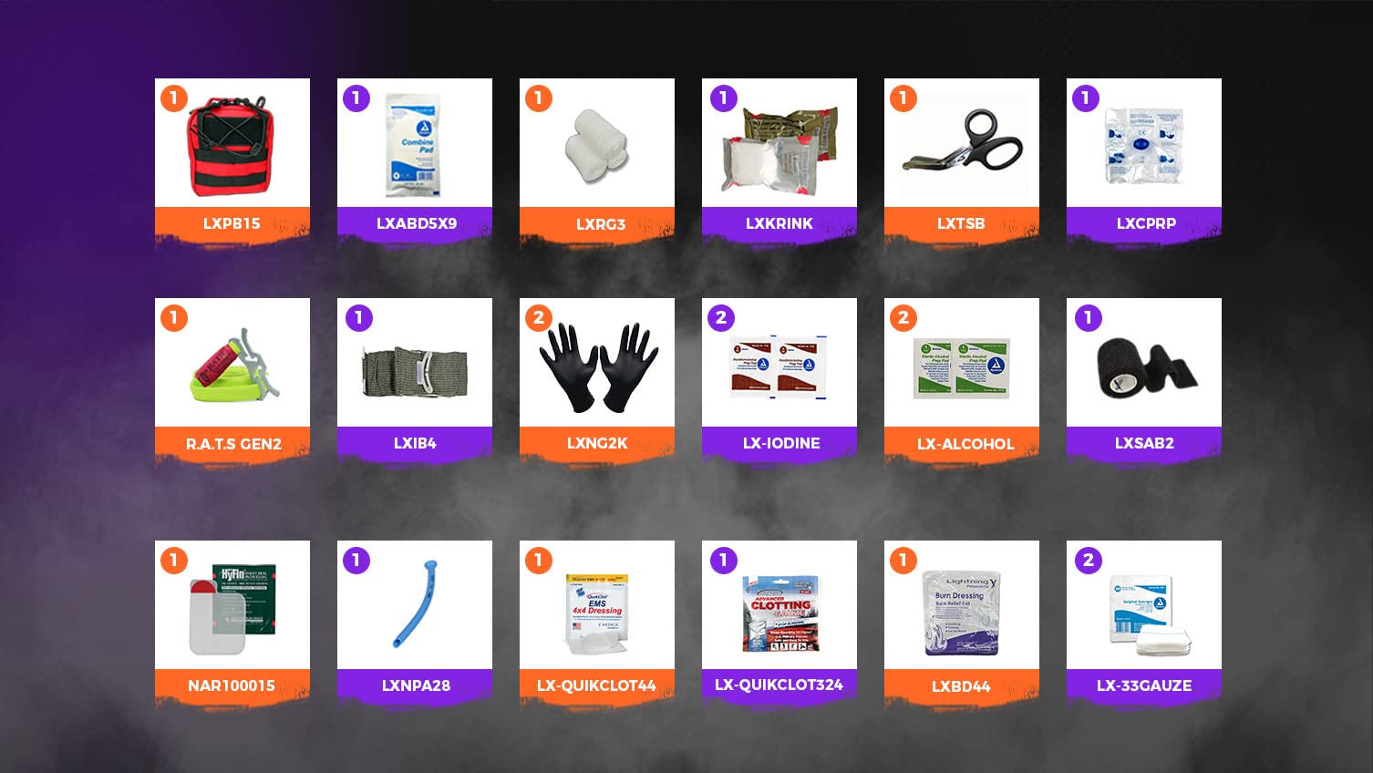 Lightning X - Kit de control de traumatismos y hemorragias en bolsa MOLLE IFAK - TAN