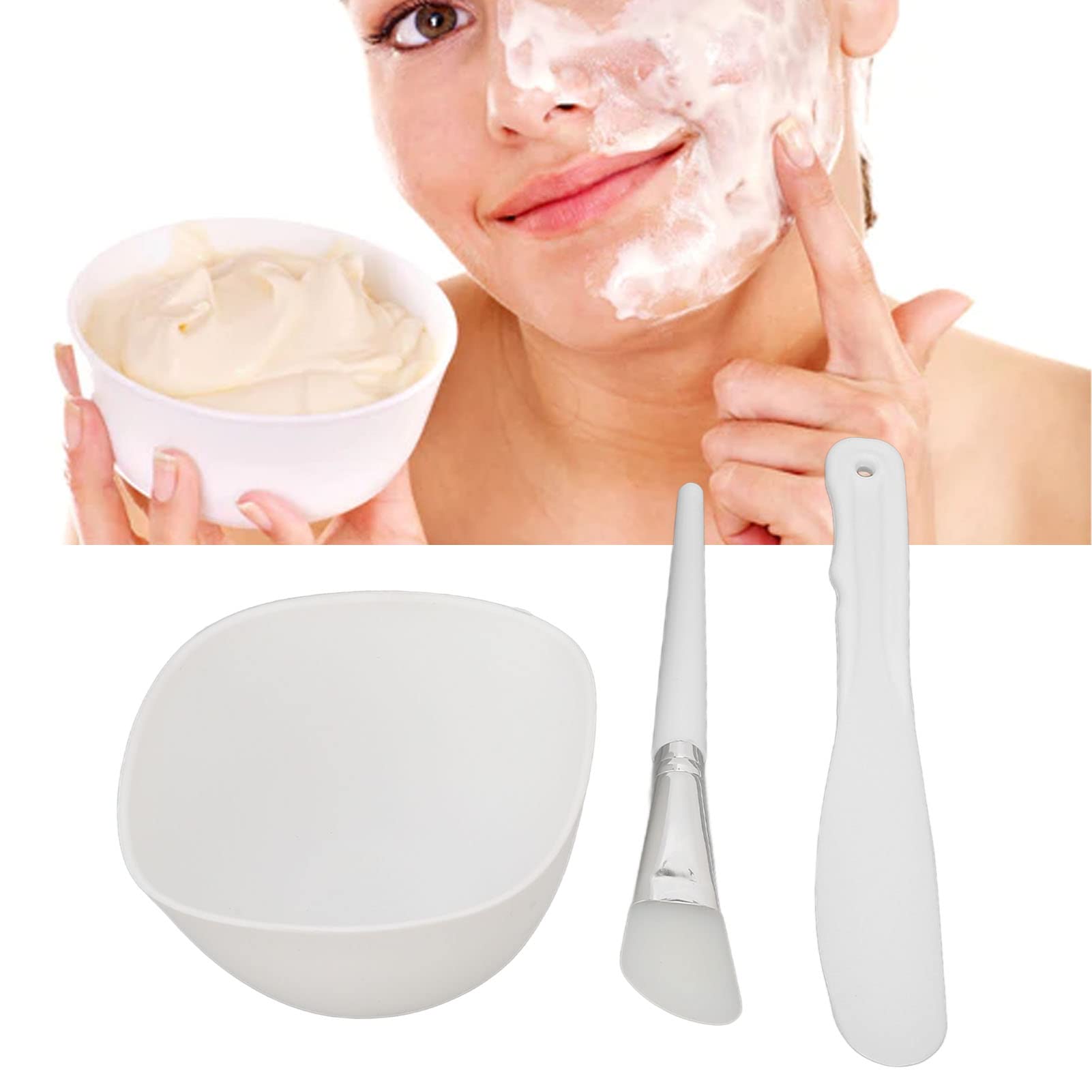 Set di Ciotole per Maschera per il Viso, Kit di Miscelazione per Maschera di Argilla Faite con Ciotola per Maschera in Silicone, Pennello per Maschera e Spatola per il Salone