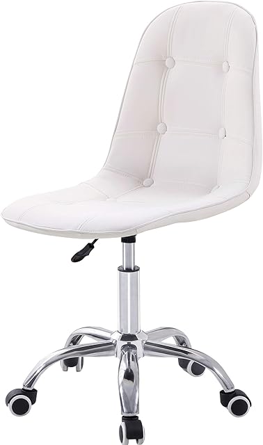 Charles Jacobs Quilted Office Swivel Chair with Castor Wheels and Adjustable Height - Choice Of Colours (White)