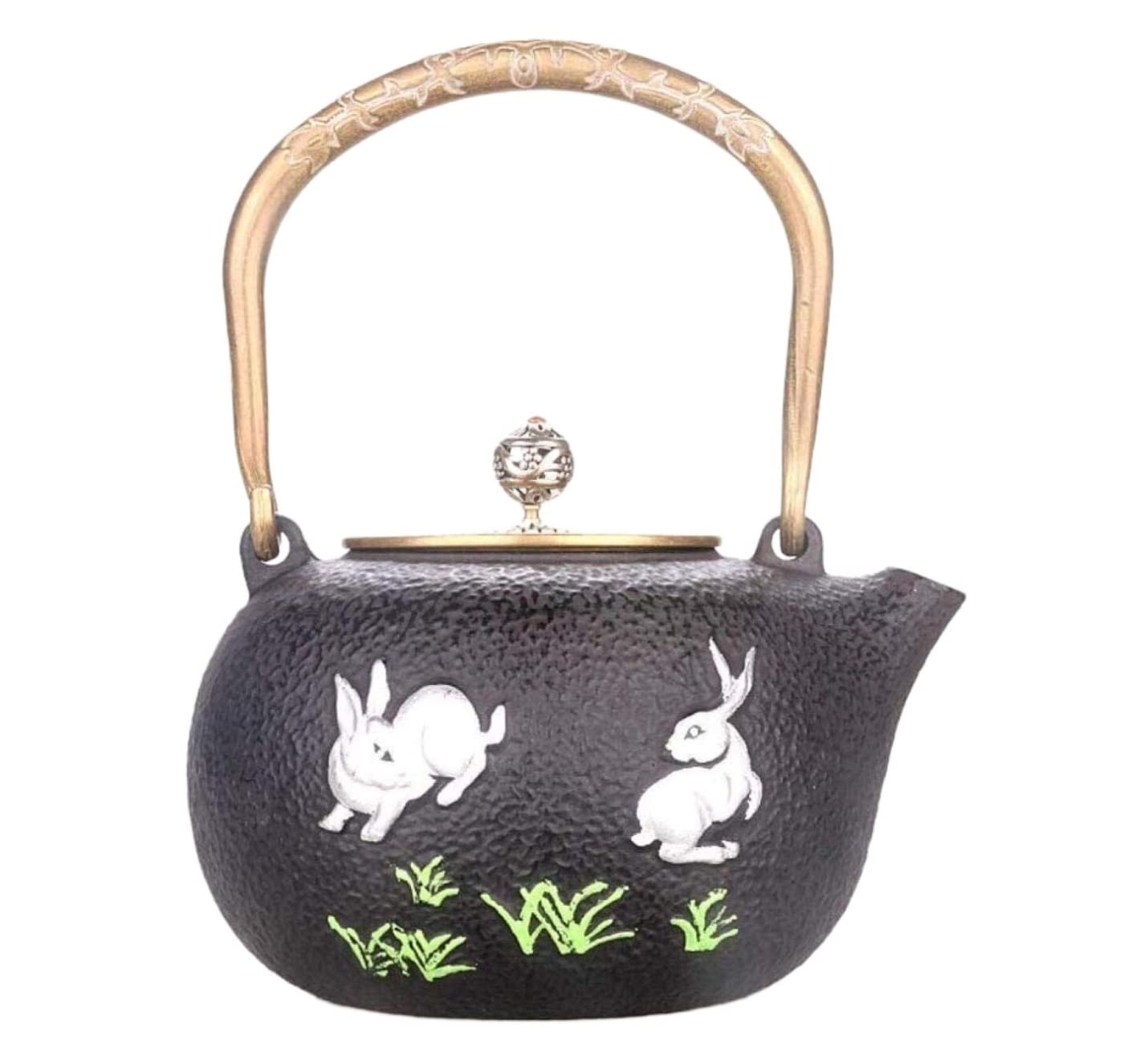 Theiere Fonte Théière Japonaise 47 Oz/1400 Ml Théière En Fonte Pots À Thé Jade Lapin Couleur Fer Pot Ancien Pot En Fer Grand Pot En Fer À Eau Bouillante Sans Revêtement Théière en Fonte Theiere Japona