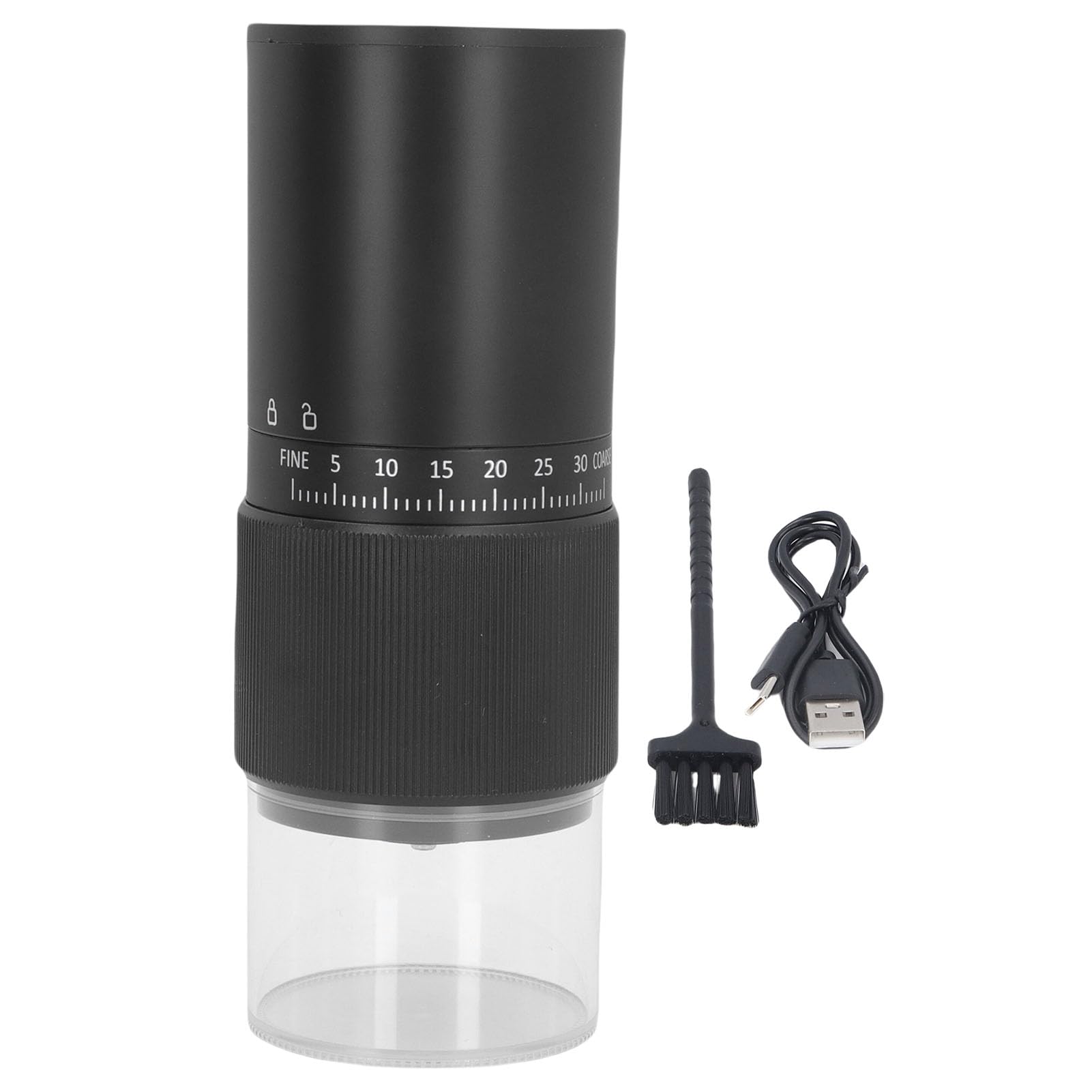 Molinillo de café en Grano de Rebaba Cónica de Cerámica con Carga USB Ajustable Portátil para el Hogar, Viajes, Camping, Oficina, Molinillo de café Recargable