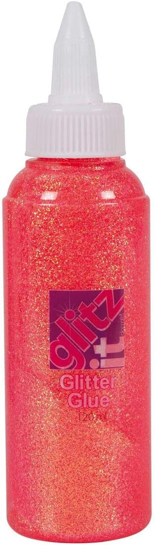 Glitter Glue - Coral, 120ml, Twist Nozzle Bottle, Ideal Kids Craft, Shimmer Glue for Art & Craft Projects, Wedding Invitations, Card Making, Art Set