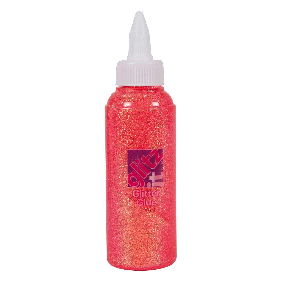 Glitz it Glitter Glue - Coral, 120ml, Twist Nozzle Bottle, Ideal Kids Craft, Shimmer Glue for Art & Craft Projects, Wedding Invitations, Card Making, Art Set