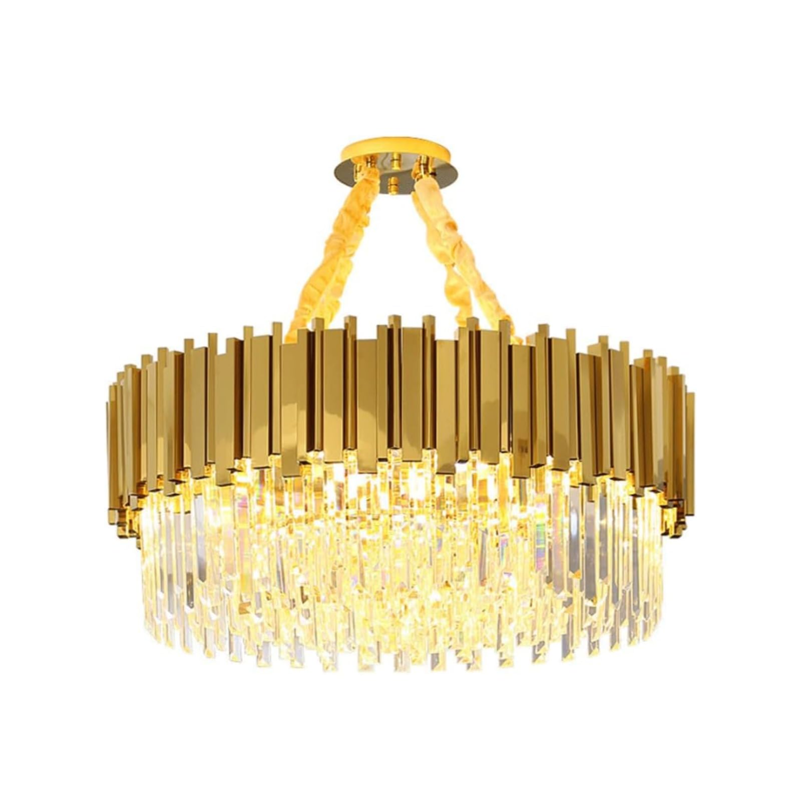 Lustre rond de luxe design moderne et chic 75cm avec plafonnier LED 3 couleurs