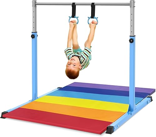 Safly Fun Gymnastics Bar with Mat for Kids Ages 3-15 for Home Safly Fun Gymnastics Bar with Mat for Kids Ages 3-15 for Home