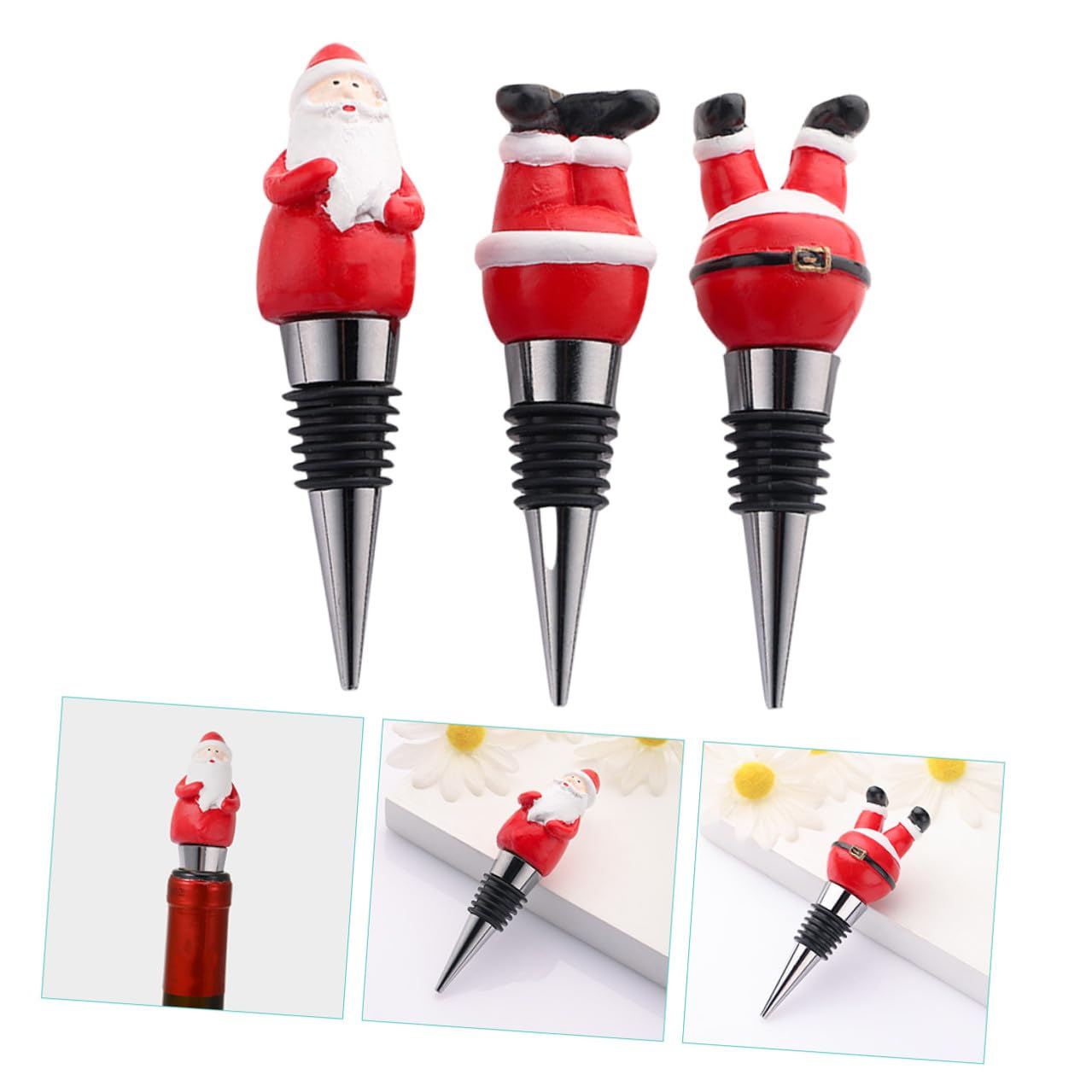 VALICLUD 9 Piezas Tapones para Botellas de Vino con Diseño Navideño Decorativas para Sellar y Conservar Vino Regalo para Fiestas y Reuniones