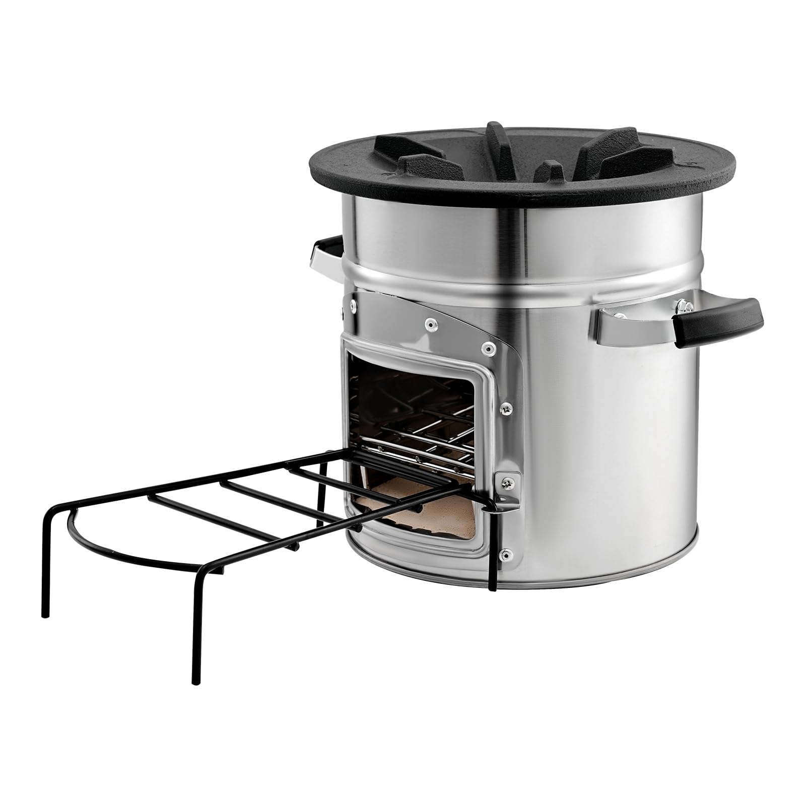VEVOR Réchaud Camping Rocket, Poêle à Bois Portable en Acier Inoxydable, avec Sac de Transport, Porte Simple, Réchaud à Fusée pour Cuisine et Chauffe en Plein Air, Randonnée, dans Jardin, en Camping