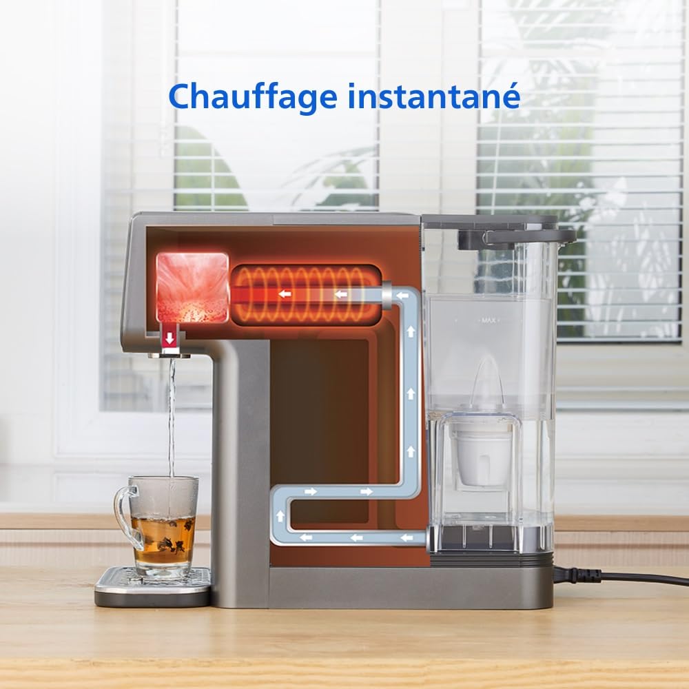 Philips 3500 Series Distributeur d’Eau Chaude et Froide avec Filtration Taste+, Eau Filtrée Chaude et Froide en Quelques Secondes, Protection Antibactérienne UV-C, Aucune Installation Nécessaire
