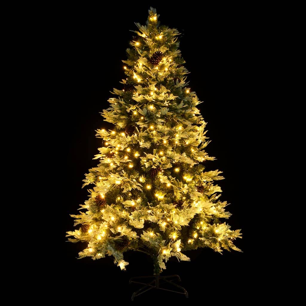 Simulazione di albero di Natale Decorazione Natalizia Mini albero di natale Albero di Natale Preilluminato con Pigne Verde 195 cm PVC e PE per Natale, casa, cucina, tavolo da pranzo