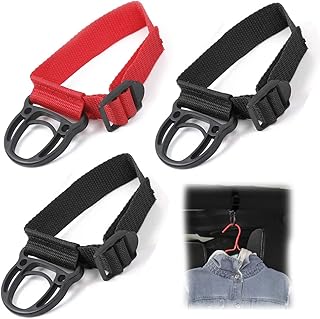 REVHQ 3 Pack Roll Bar Coat Hanger Clothes Hook for Jeep Wrangler JL JT TJ JK JLU Sports Sahara Freedom Rubicon X & Unlimited 2007-2018 2019 2020 2021 2022 2023 Black Interior Parts Accessories