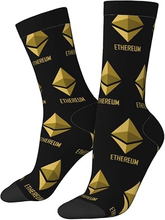 Ethereum Gold Socks, Unisex Adult Crew Socks, Cotton Cozy Casual Sock
