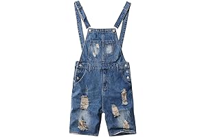 Ripped Denim Blue Overalls Shorts: Style and Freedom for Men
