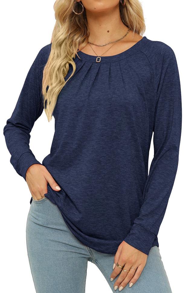 JomeDesign Womens Tops Long Sleeve Crew Neck Shirts Loose Casual Blouse Fall Clothes