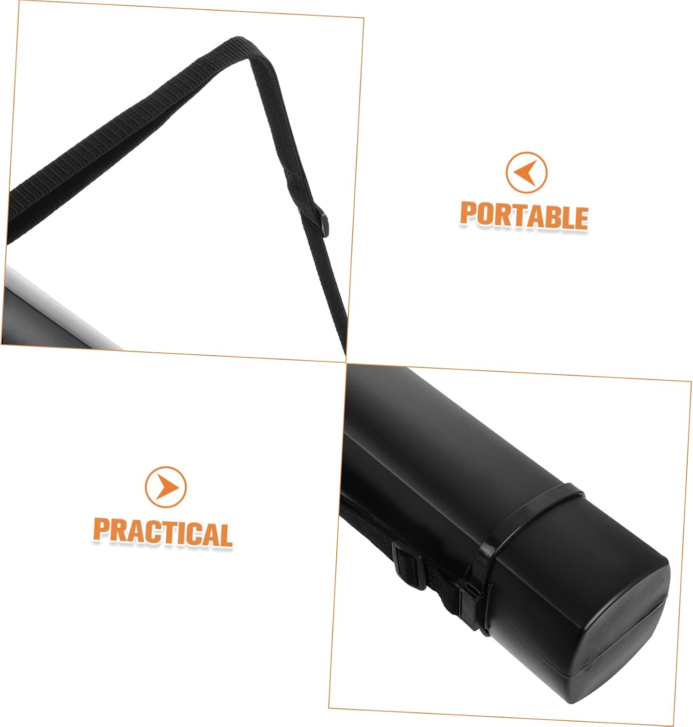 Extendable Plastic Poster Tube with Handle, Black Storage Case