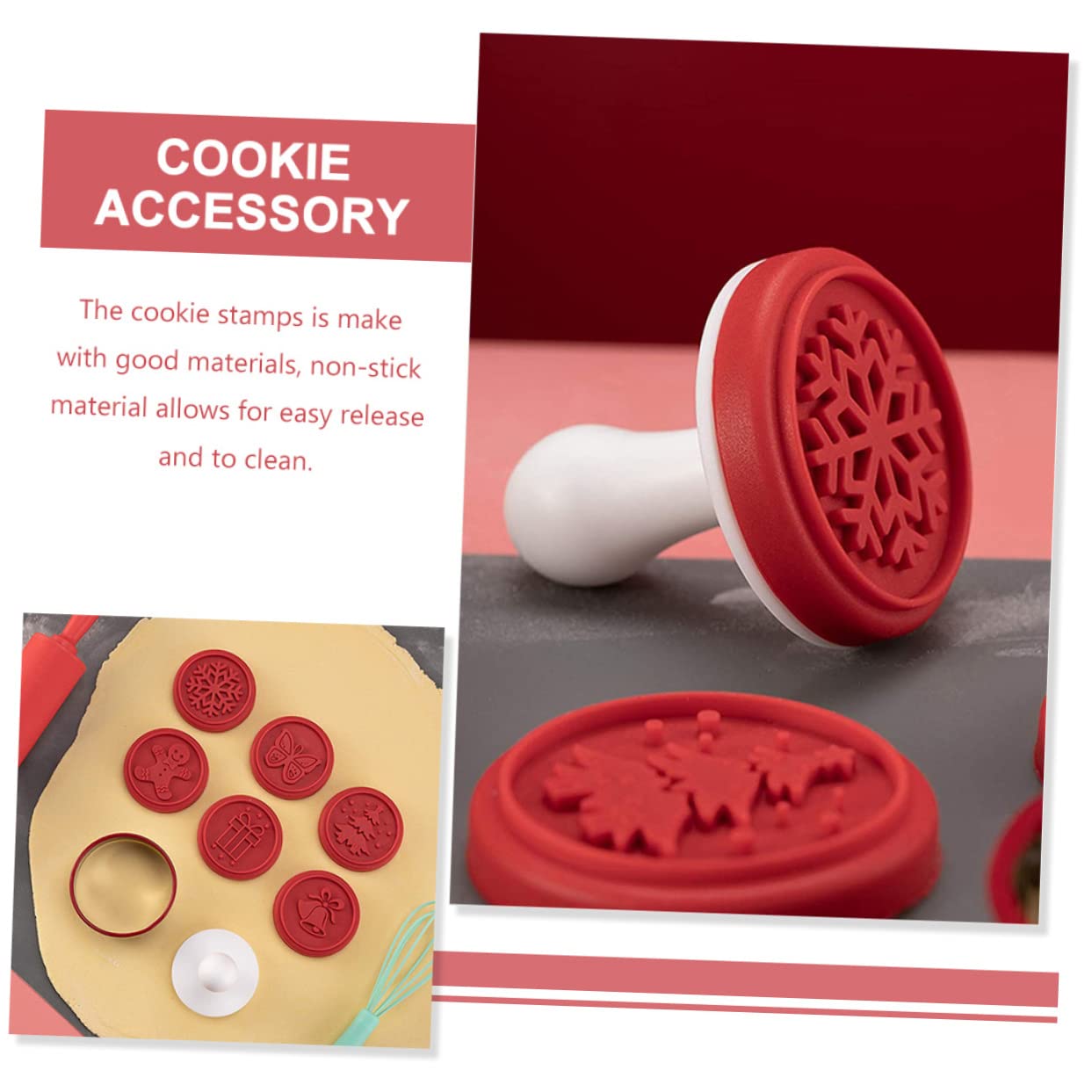 Alipis 5 Set timbro biscotto timbro per biscotti resistente all'usura de para gelatinas biscotti natale natalizi per cioccolato in silicone fornitura di pp rosso
