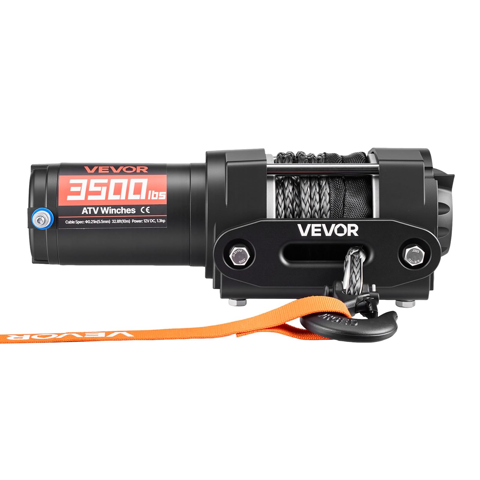 VEVOR Verricello Elettrico con Cavo da 1587 kg, Verricello Elettrico da 12 V CC per ATV/UTV Fuoristrada con Fune Sintetica Ø 5,5 mm x 10 m, Telecomando Cablato, Protezione IP55 per Recupero Stradale