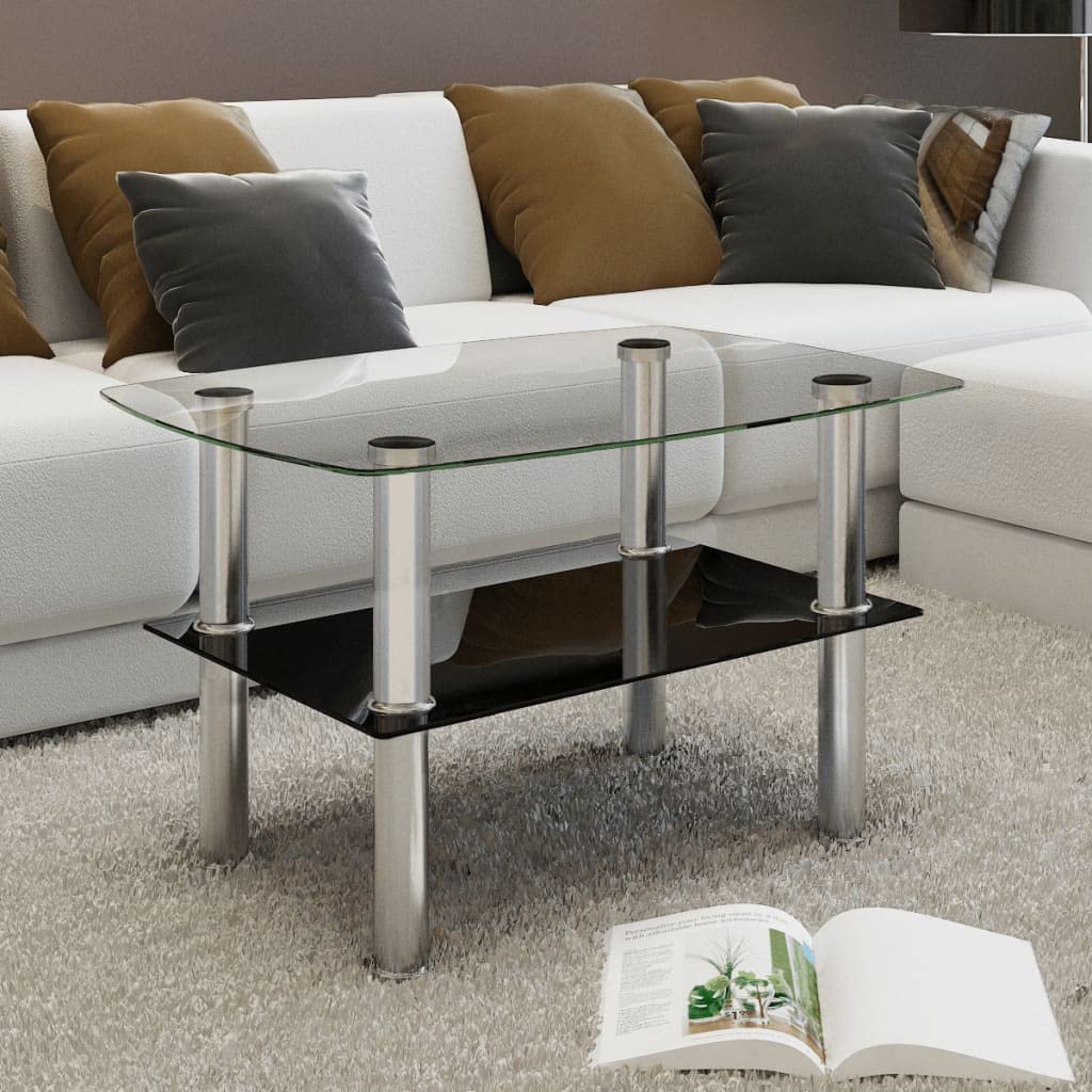 Couchtisch Glas 2 Ebenen, Couchtisch, Wohnzimmertisch, Beistelltisch - für Wohnzimmer und Büro - Mittelpunkt für Ihr Zuhause