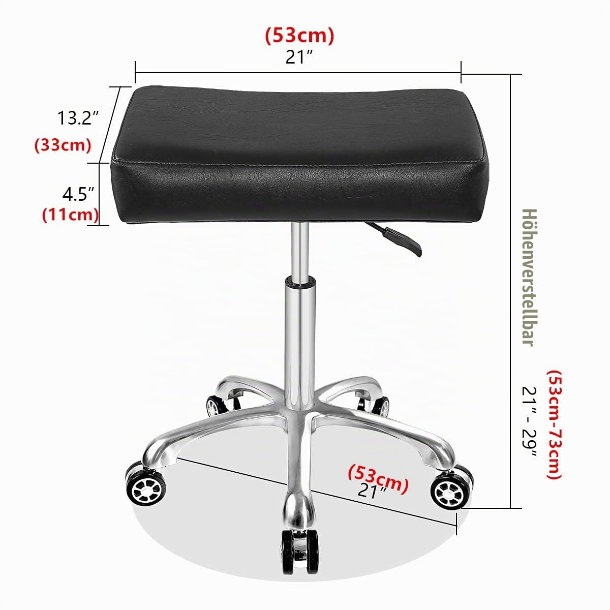 Antlu Hocker Mit Rollen Rollhocker Höhenverstellbar Drehstuhl Drehhocker Arbeitshocker Bürohocker Sitzhocker Kücheocker (Schwarz)