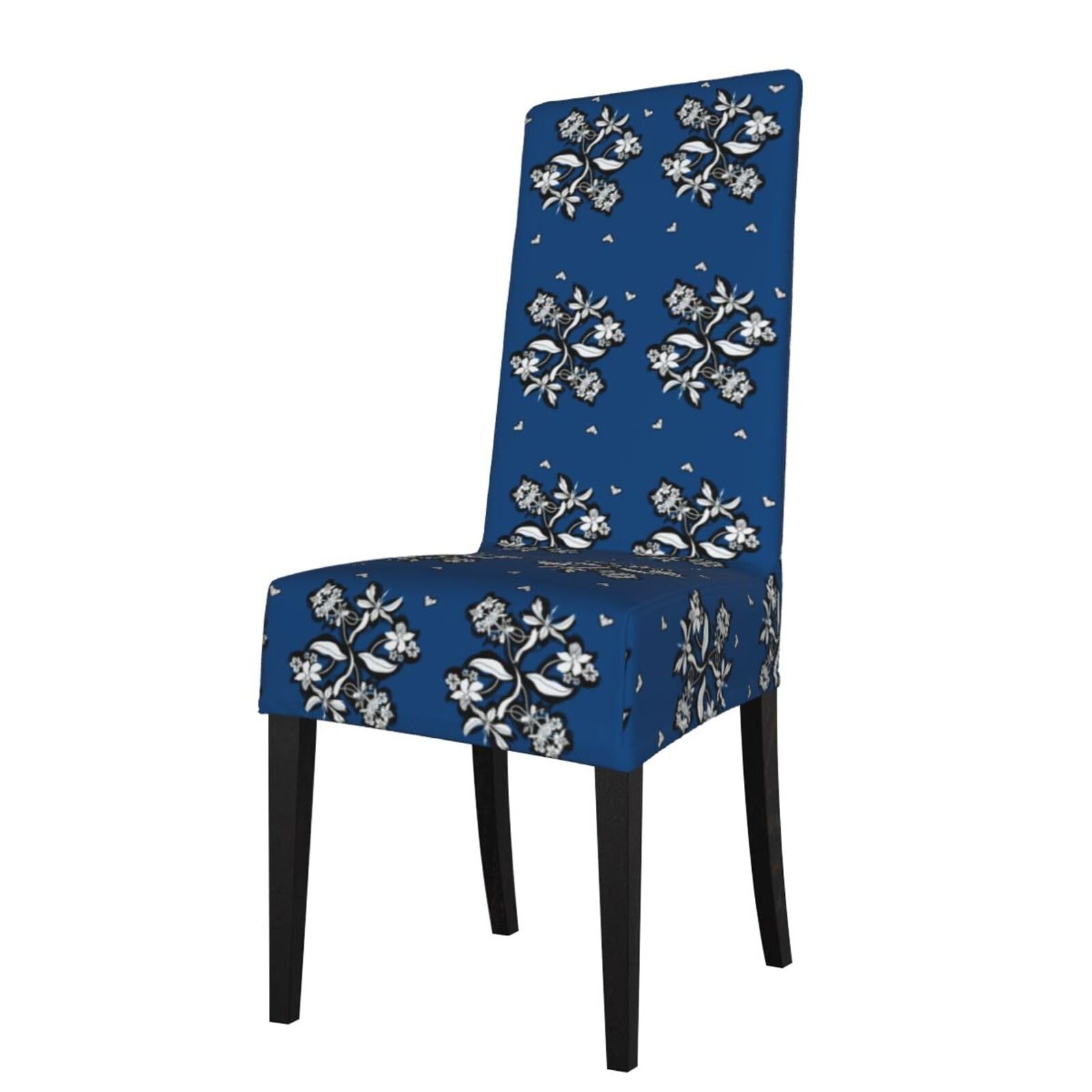 LKYMOH Blue Background Floral Print, Chair Covers Stretch Chair Slipcovers for Dining Room, for Party Pet Protection Universal Fit Soft Polyester