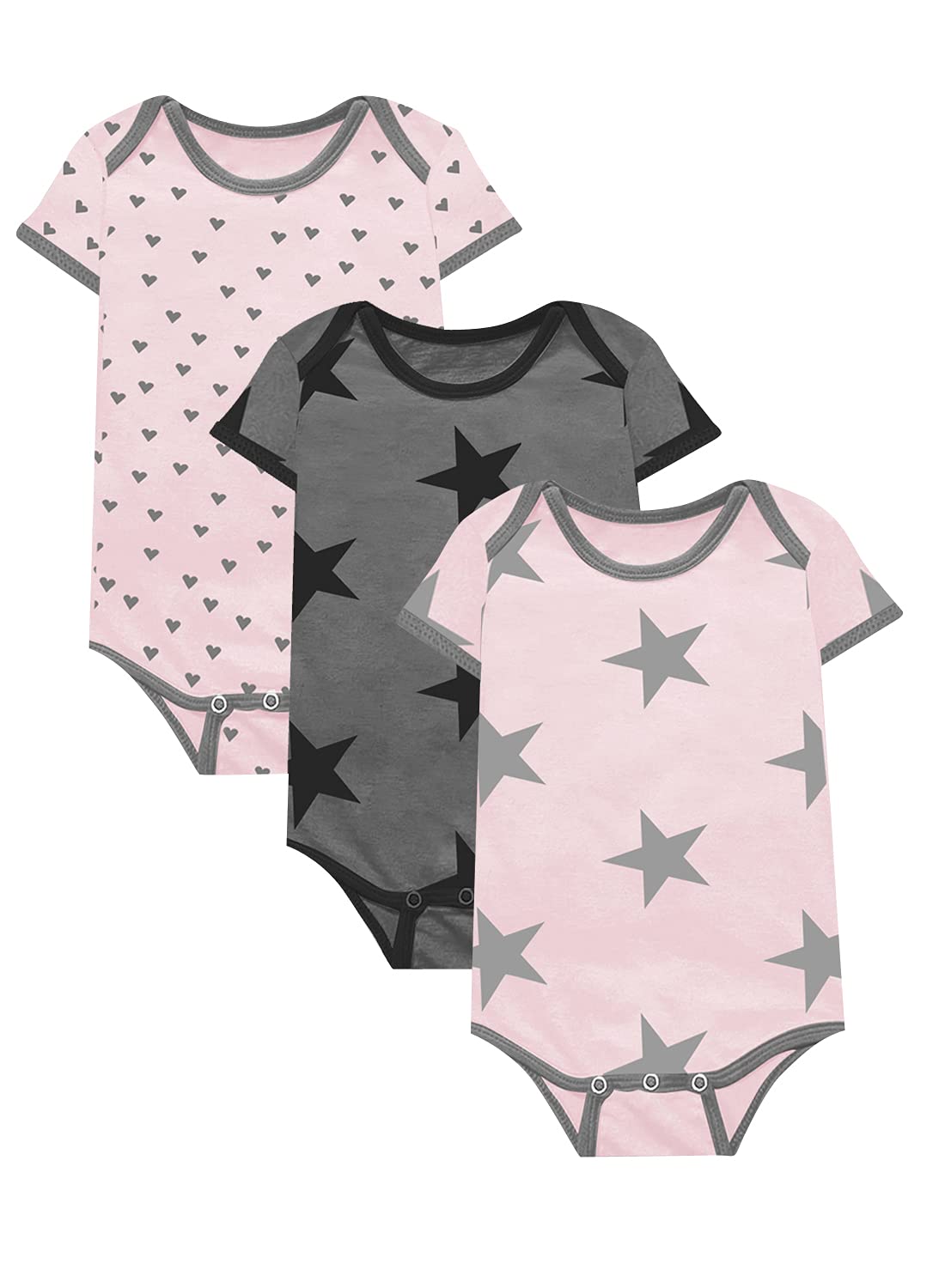 A.T.U.N. (ALL THINGS UBER NICE) A.T.U.N. Unisex Short Sleeve Onesie_BSET ONE PCG_18-24M_Soft pink- charcoal Grey