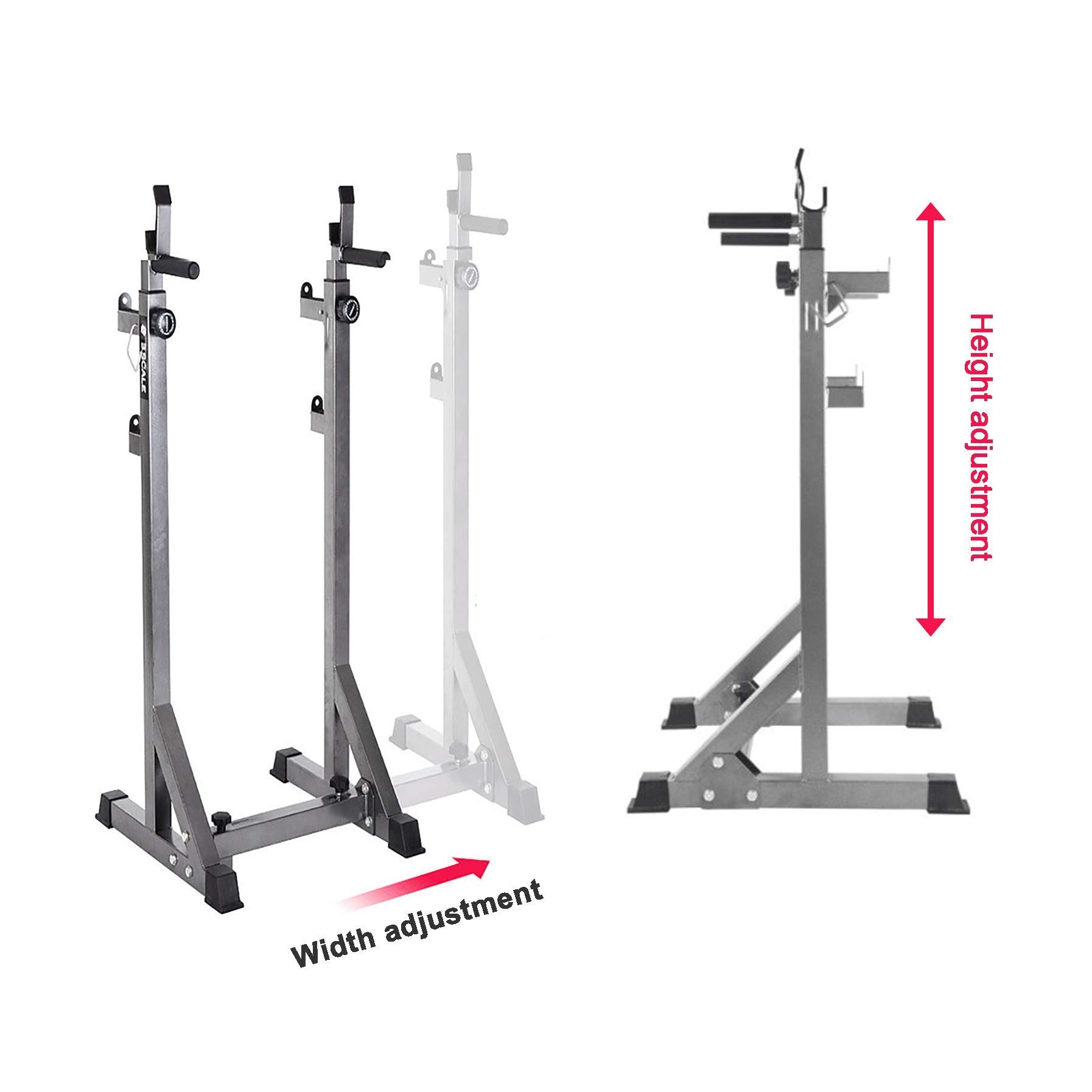 OTQEFTN Barbell Rack/Squat Rack, Max.Load 300 Kg Adjustable Squat Stands Barbell Free-Press Bench,for Home/Gym