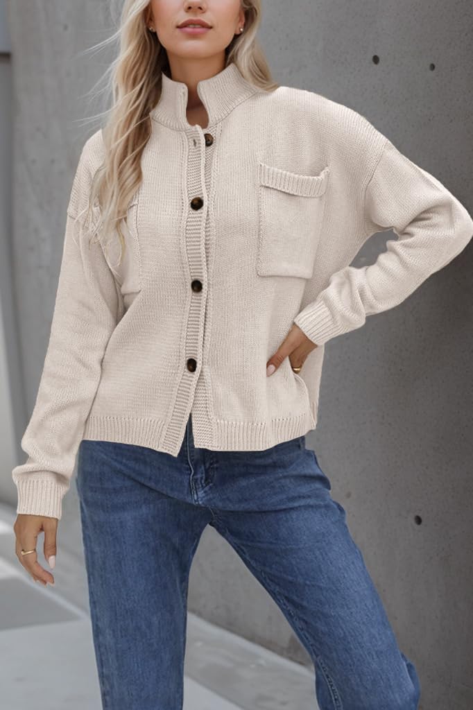 Sumleno Long Sleeve Cardigan Sweaters for Women Button Down Tops Vintage Grandpa Aesthetic Grunge Fall Winter Outfits