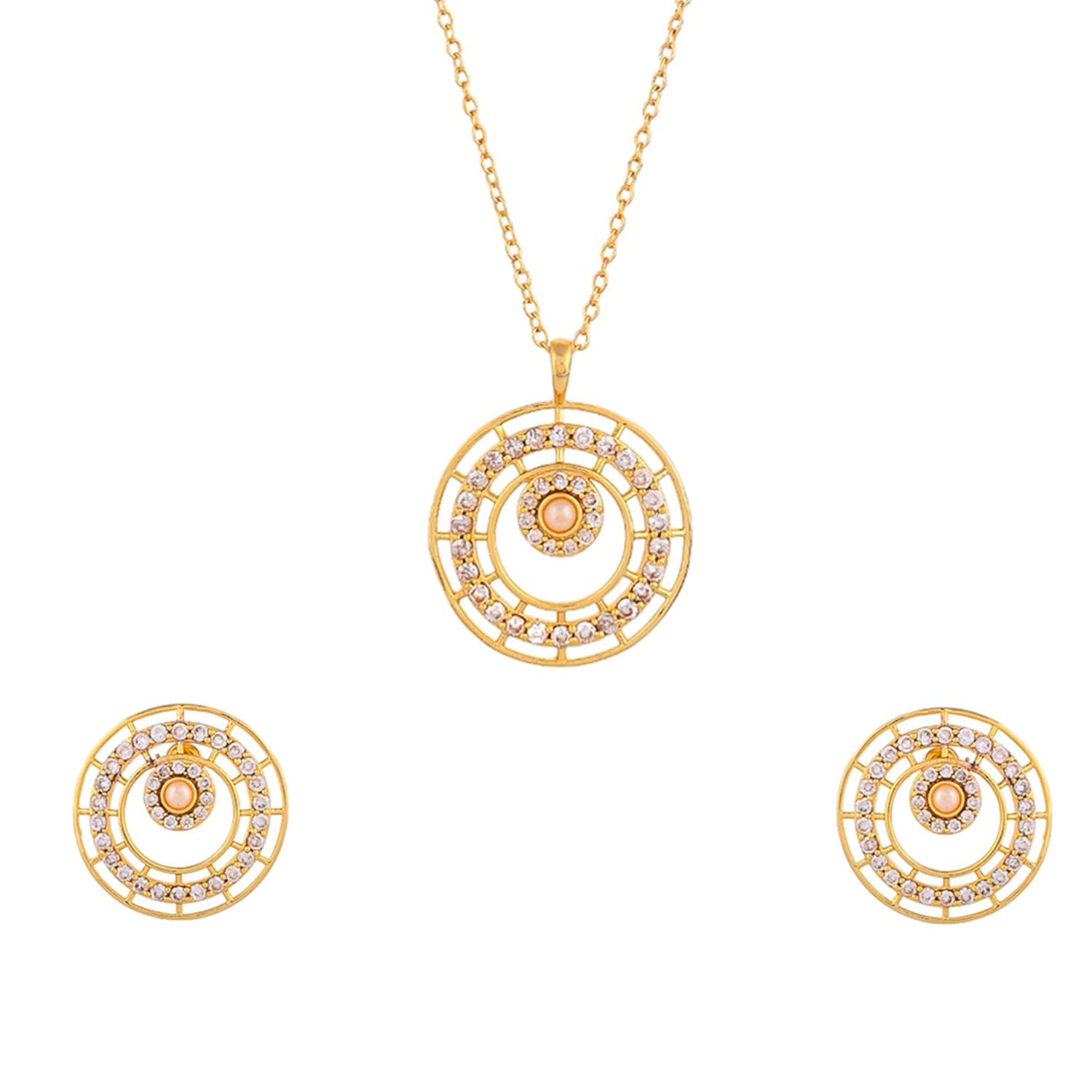 voylla Gold Plated Designer Pendant Set For Women|Pendant Set For Women|Womens Gift|Gift For Her|-picture-34