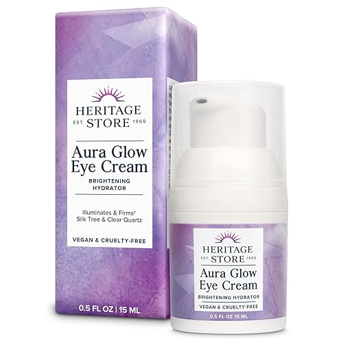 HERITAGE STORE Aura Glow Crema para ojos, iluminador e hidratante debajo de los ojos, minimiza el aspecto de hinchazón, ojeras, líneas finas y