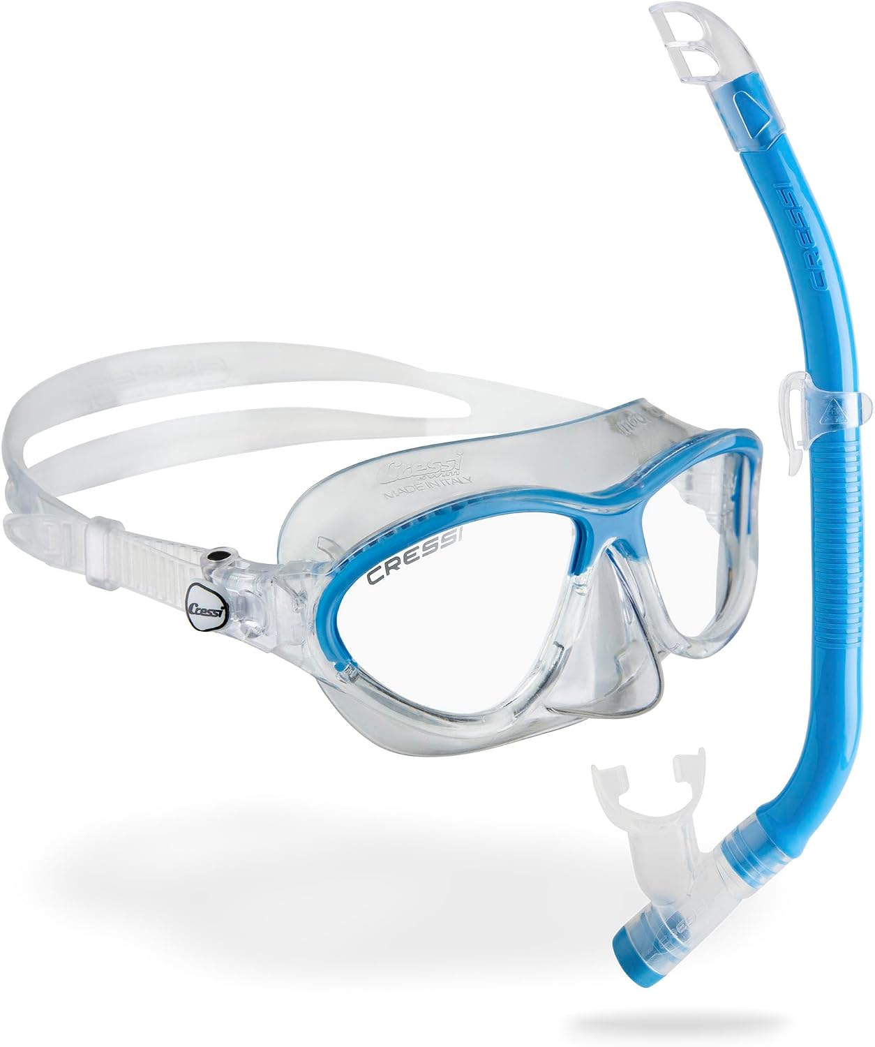 Cressi Unisex Children's Moon Kid & Top Junior Snorkeling/Diving Combo Set, Transparent/Light Blue, One Size